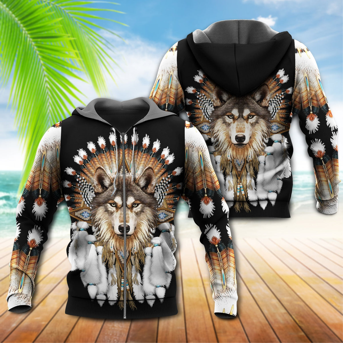 Native Culture Wolf Artistic Style - 3D Hoodie3