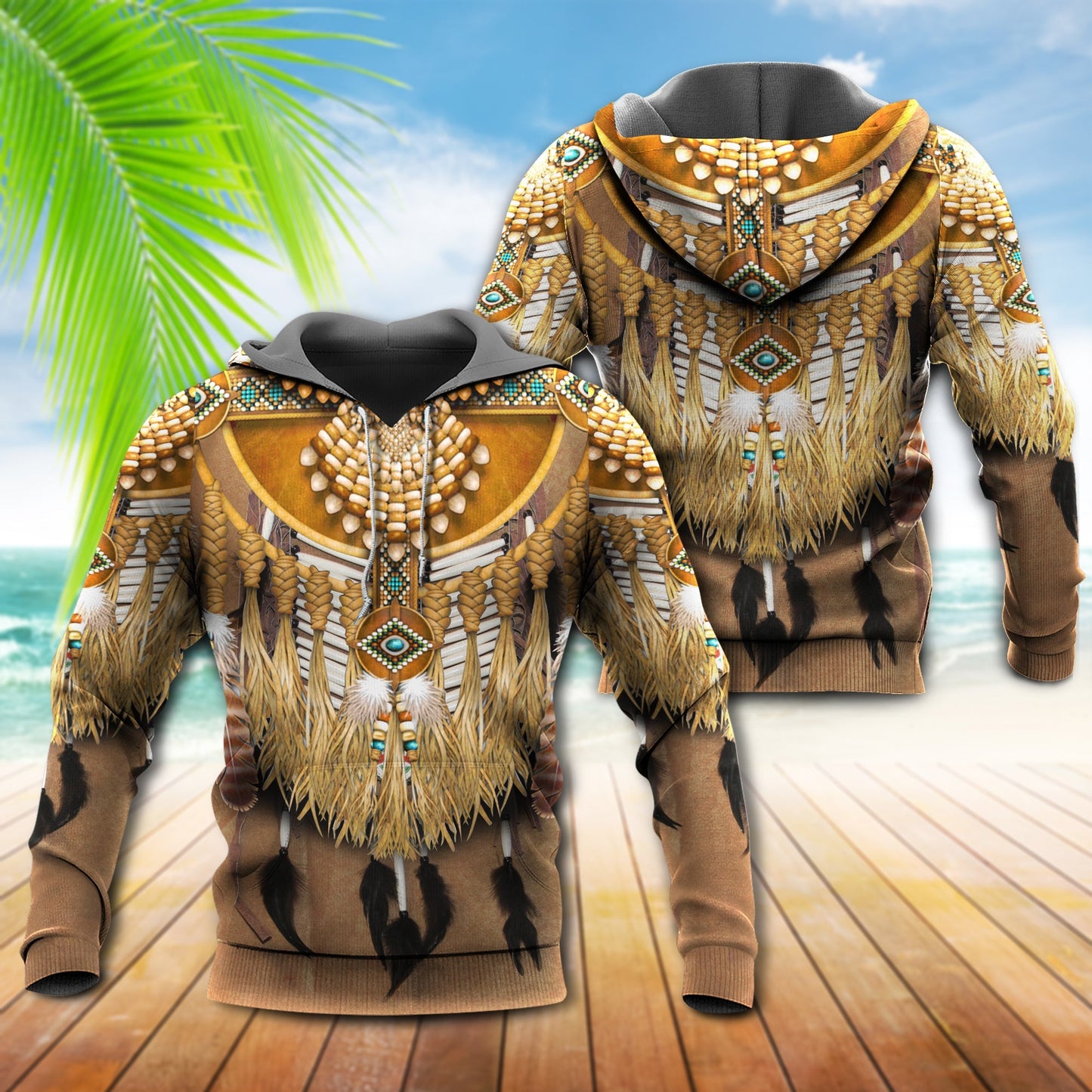 Native Feather Pattern Art - 3D Hoodie