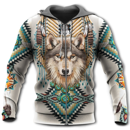Native Wolf Colorful Symbol Art - 3D Hoodie