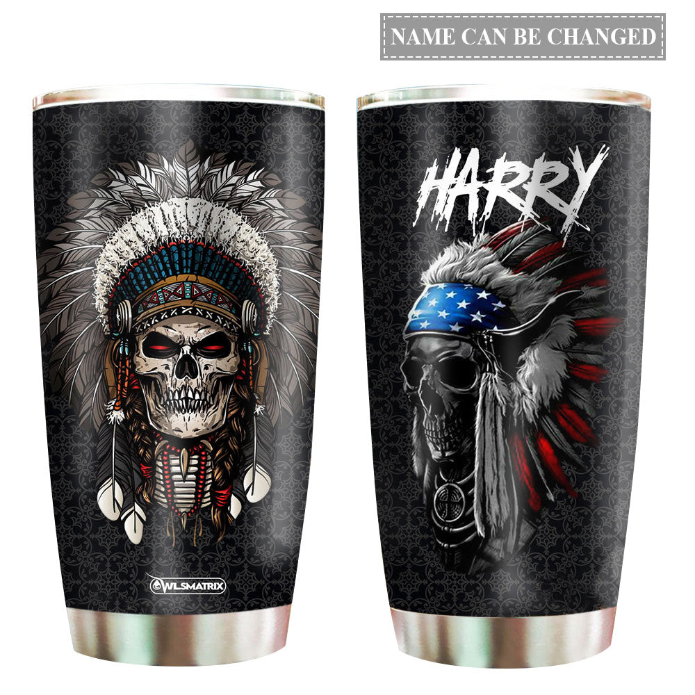 Native American Skull Man Personalized 20 Oz Tumbler