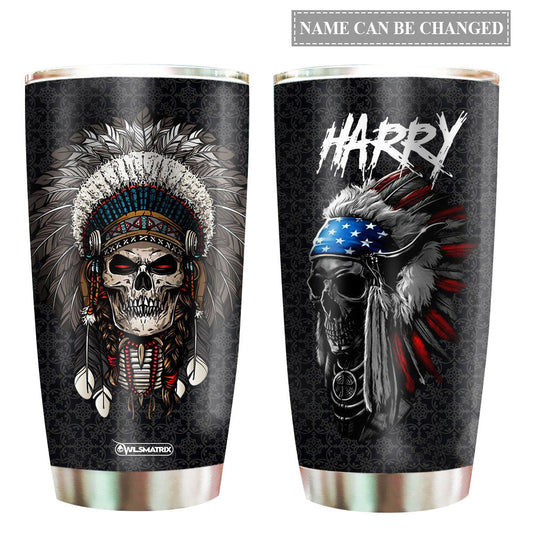 Native American Skull Man Personalized 20 Oz Tumbler