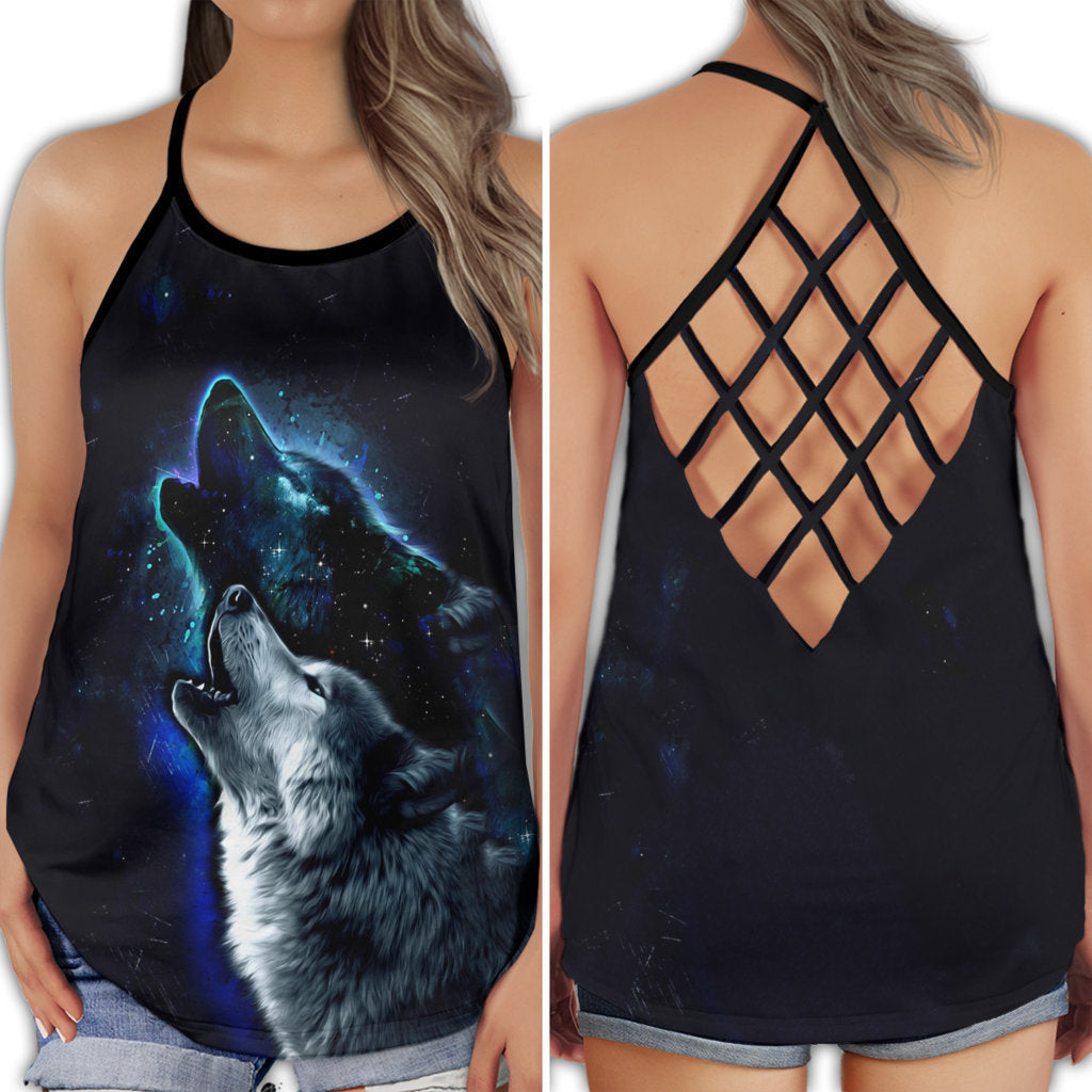 Wolf Love Moon Black Style - Hollow Tank Top
