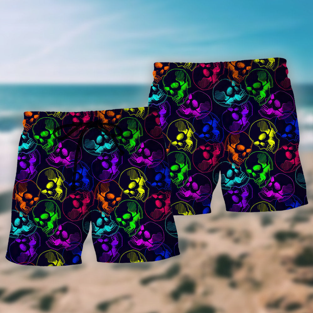 Neon Skull Electric Cool Art – Beach Short
