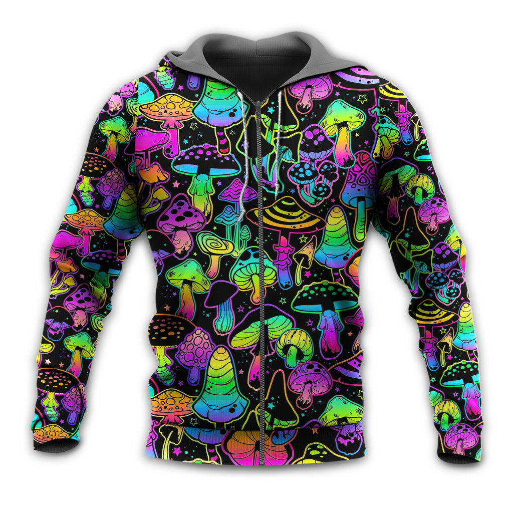 Neon Magic Mushroom Art - 3D Hoodie
