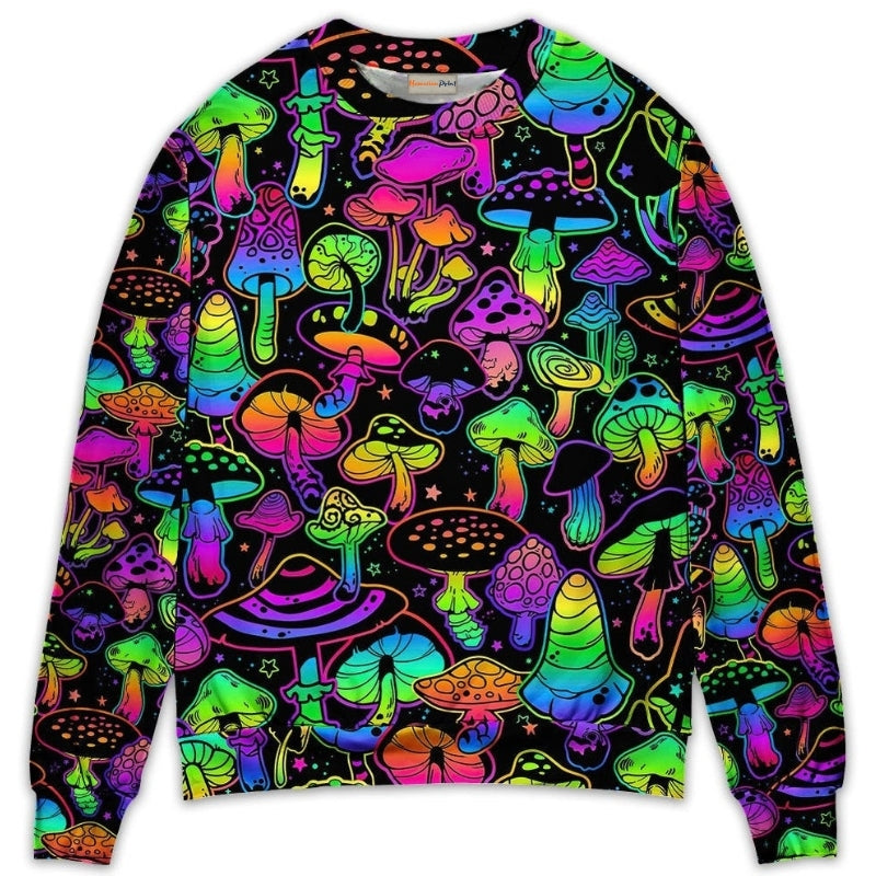 Neon Magic Mushroom Stunning Art – Sweater - Ugly Christmas Sweater