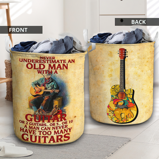 Never underestimate an old man guitar - Laundry basket - LAUB05NGC020322-Owls Matrix