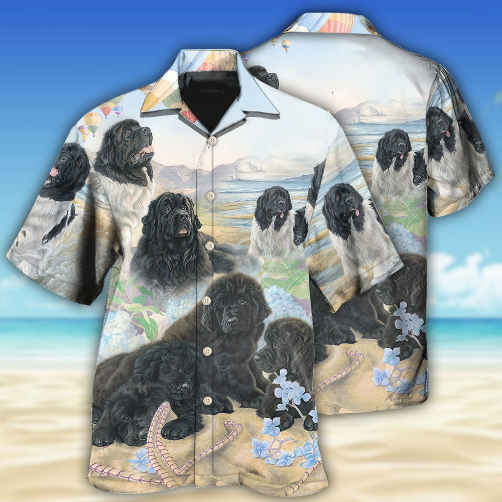 Newfoundland Dog Floral Lover Design – Hawaiian Shirt