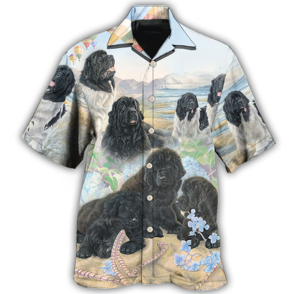 Newfoundland Dog Floral Lover Design – Hawaiian Shirt
