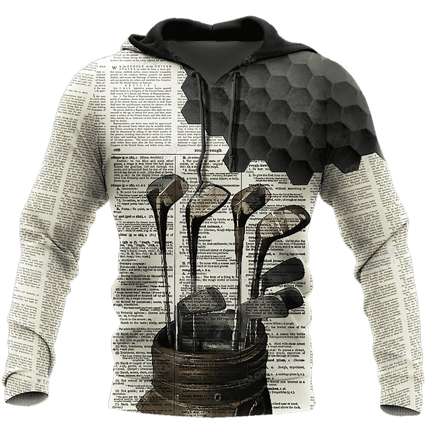 Newspaper Golf Art – 3D Hoodie