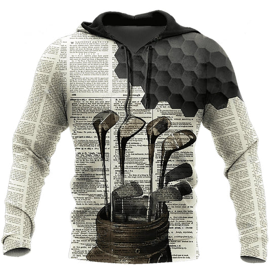 Newspaper Golf Art – 3D Hoodie