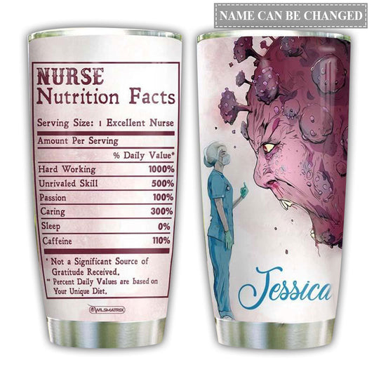 Nurse Brave Nutrition Facts Personalized 20 Oz Tumbler For Coffee Travel And Daily Use