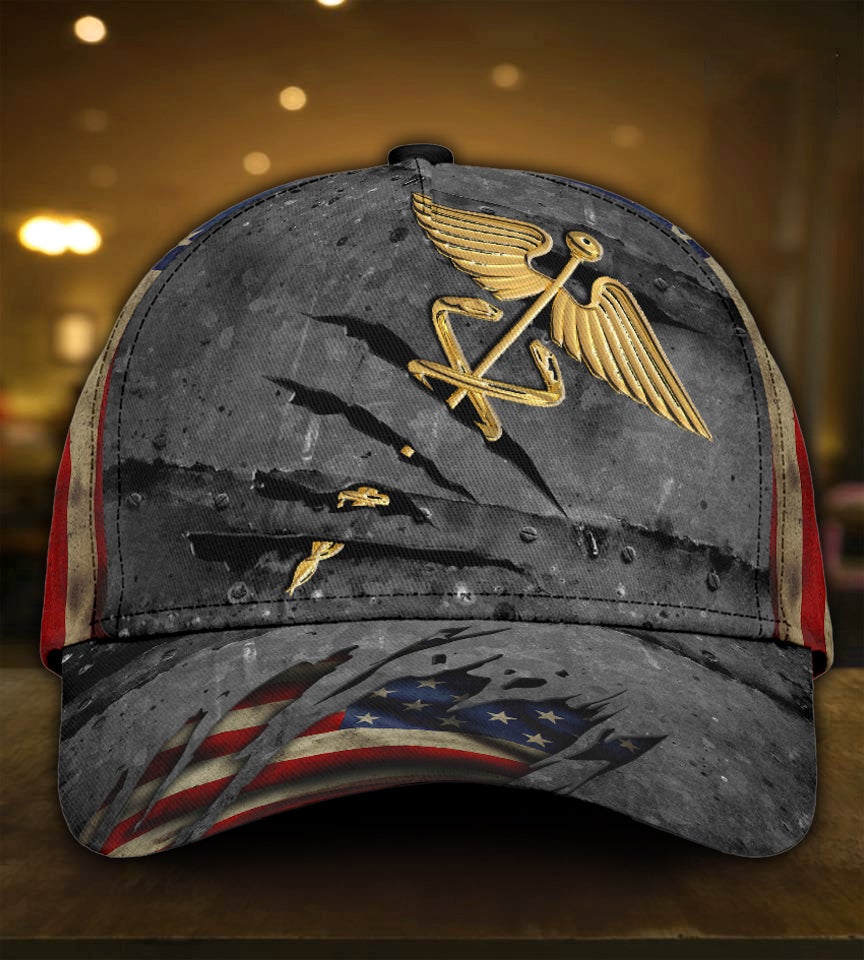 Nurse Medical Crack US Flag – Classic Cap