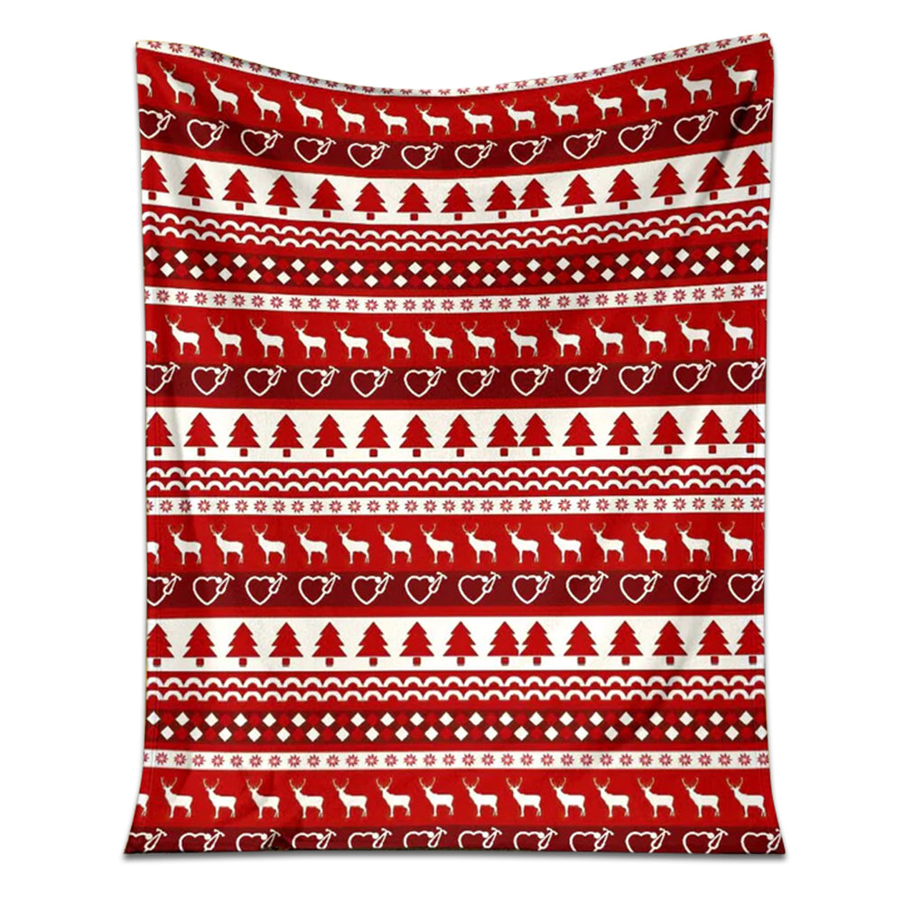 Nurse Christmas Simple Pattern 50 x 60 Inch Flannel Blanket For Cozy Bedroom And Sofa Decor