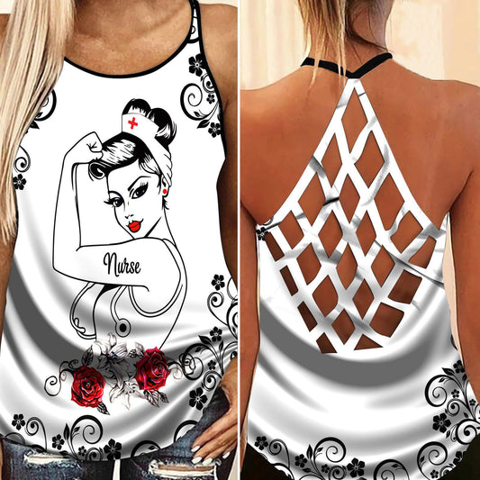 Nurse Stronger Limited Edition - Cross Open Back Camisole Tank Top 2-Owls Matrix
