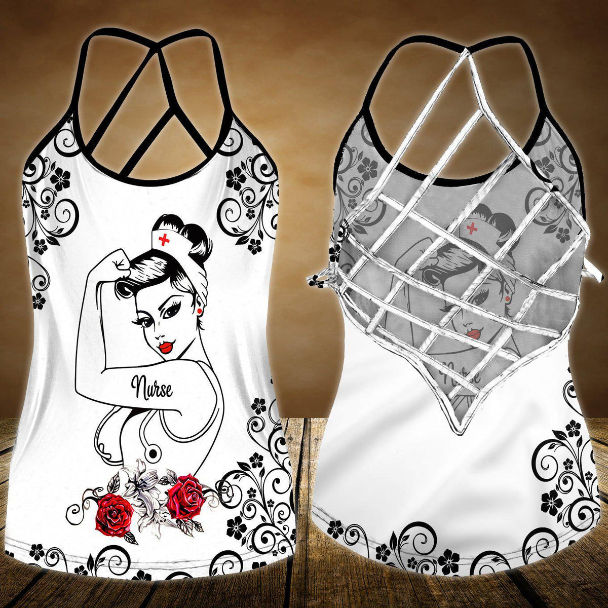 Nurse Stronger Limited Edition - Cross Open Back Camisole Tank Top 2-Owls Matrix