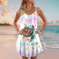Salty Beach Turtle Love – Women's Summer Sleeveless V-Neck Camisole Dress