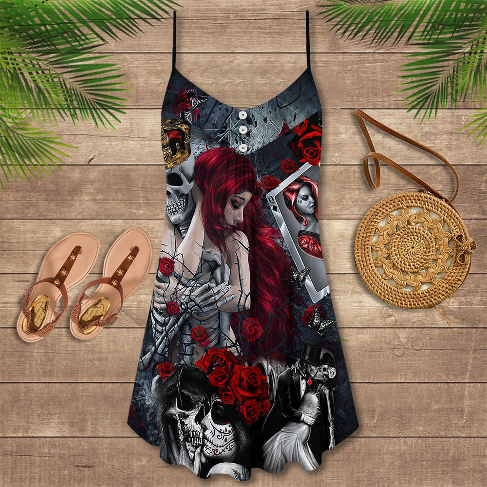 Skull Patriotic Forever Love – Women's Summer Sleeveless V-Neck Camisole Dress