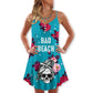 Bad Beach Skull Style – Women's Summer Sleeveless V-Neck Camisole Dress
