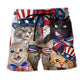 Patriotic Cat Independence Day Art - Beach Short