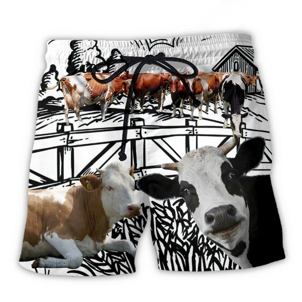 Funny Farm Cow Artistic - Beach Short