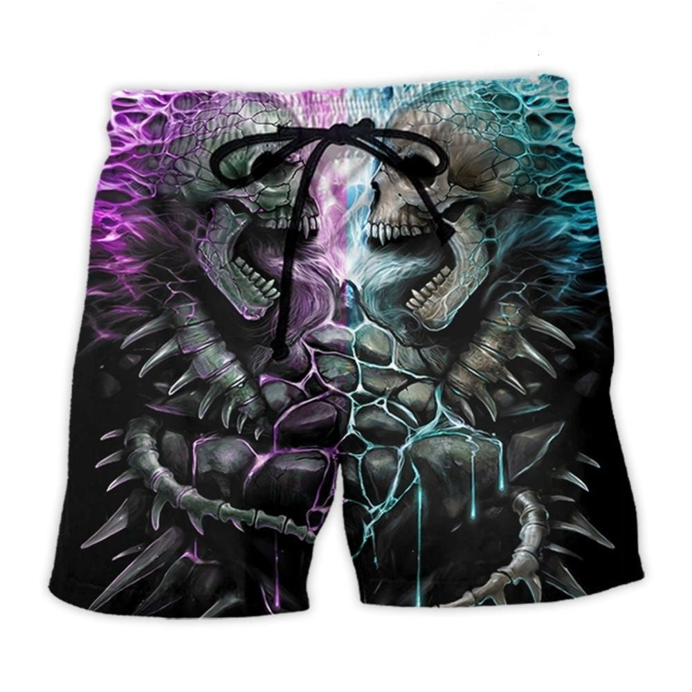 Flaming Skull Intense Style Art – Beach Short