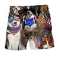Patriotic Dogs Independence Day Art - Beach Short