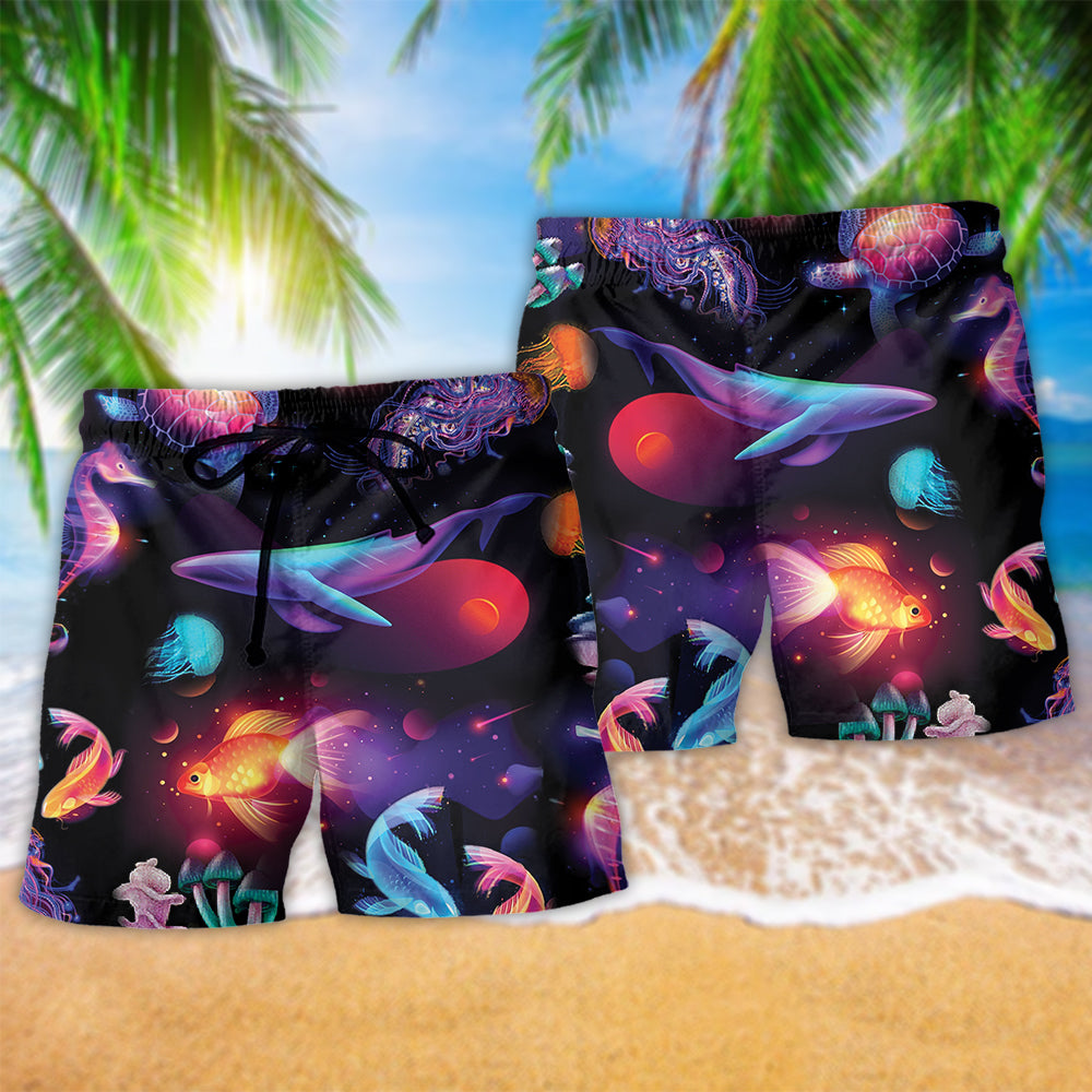Ocean Fish Turtle World Art - Beach Short