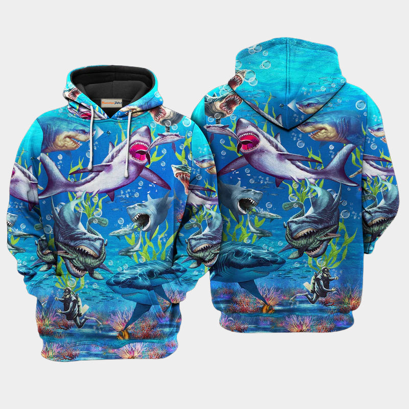 Ocean Shark Megalodon Alive Art – 3D Hoodie
