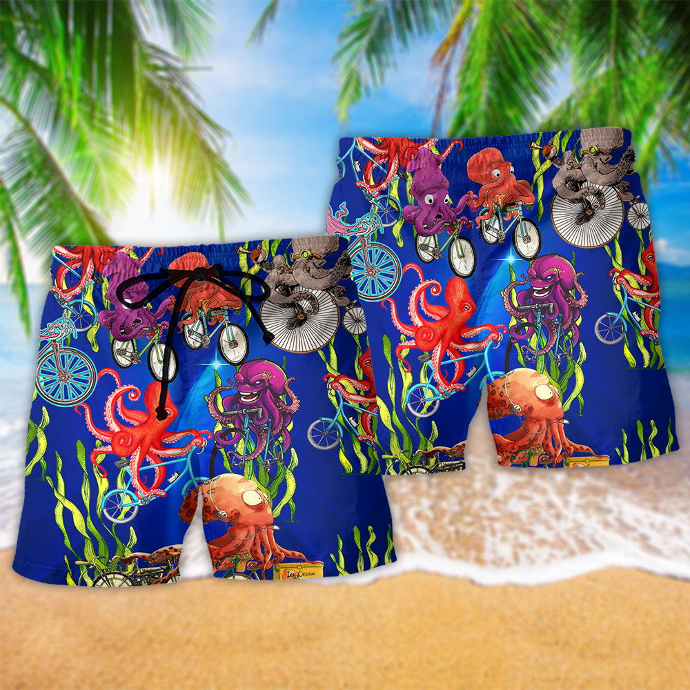 Funny Octopus Bicycle Humor Art – Beach Short