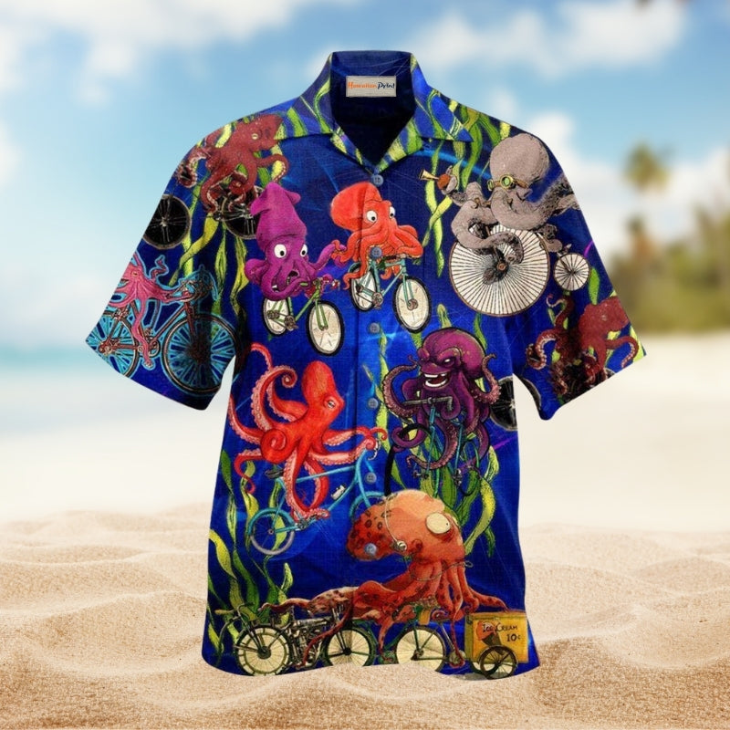 Octopus Could An Octopus Ride A Bicycle Limited Edition – Hawaiian Shirt