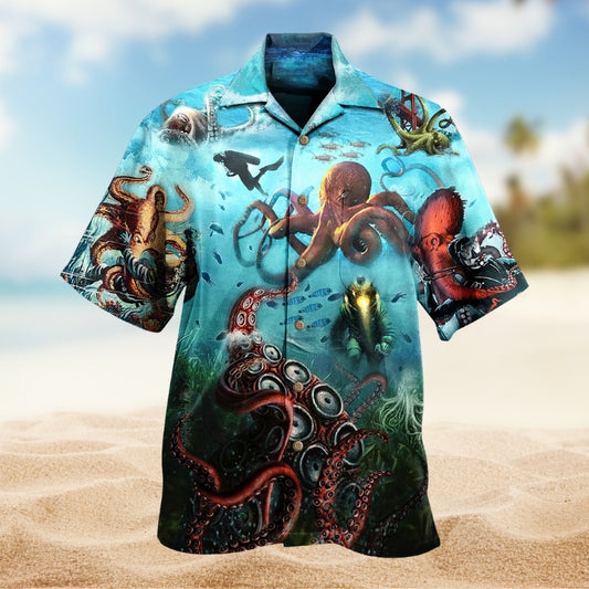 Octopus Giant And Diver Limited Edition – Hawaiian Shirt