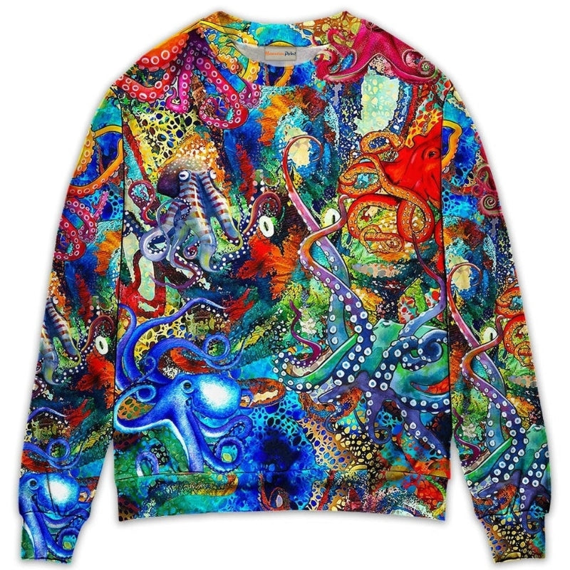 Octopus Lover Colorful Art Style – Sweater - Ugly Christmas Sweater
