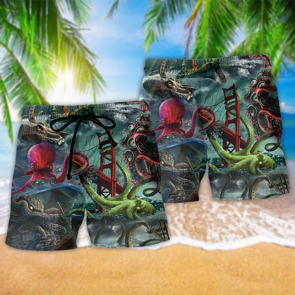 Octopus Seas The Day Ocean Art – Beach Short