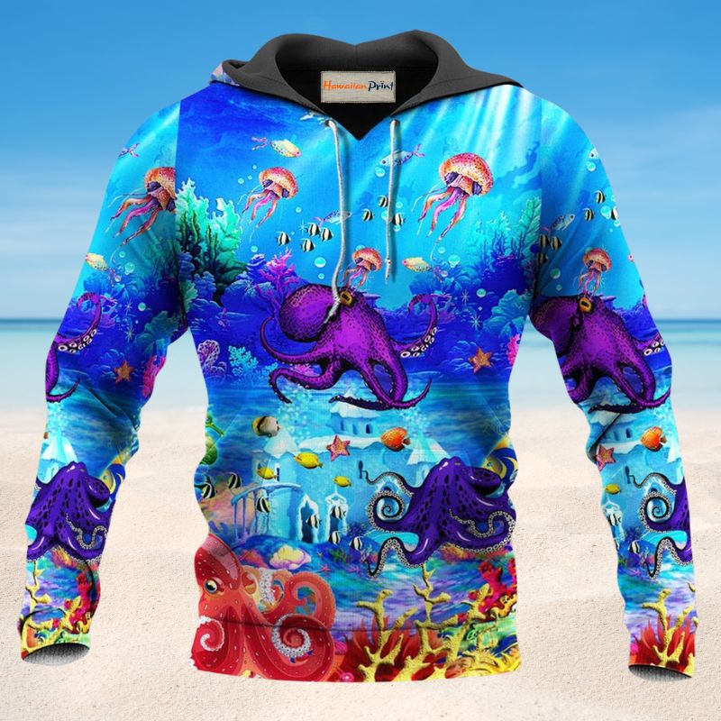 Octopus Love Ocean Blue - 3D Hoodie