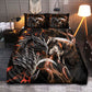 Orange Dragon And Wolf Fantasy Bedding Cover For Fantasy Bedroom Decor