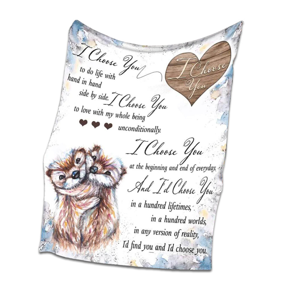 Cute Otter Love Gift 50 x 60 Inch Flannel Blanket For Cozy Bedroom And Sofa Decor