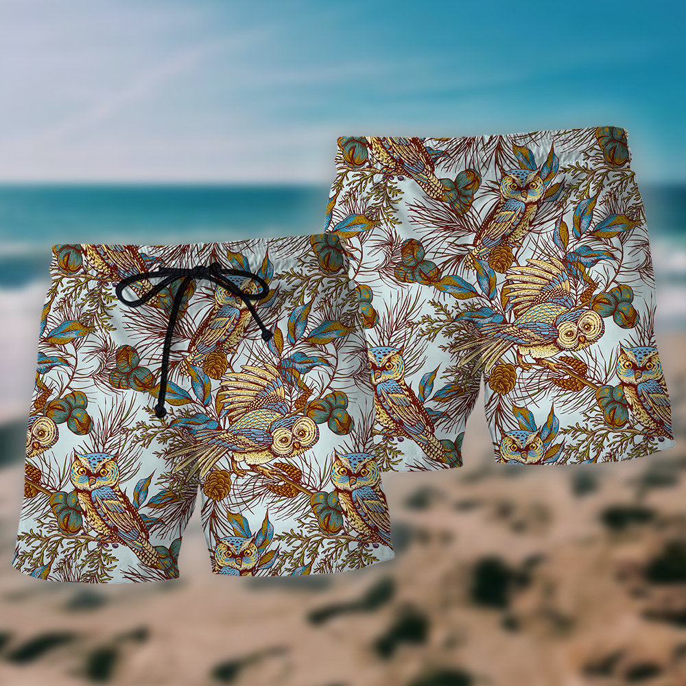 Vintage Owl Leaf Nature – Beach Short