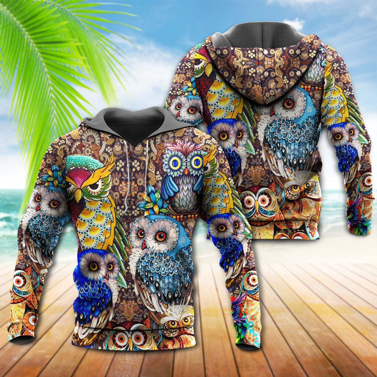 Owl Full Color Love Art - 3D Hoodie