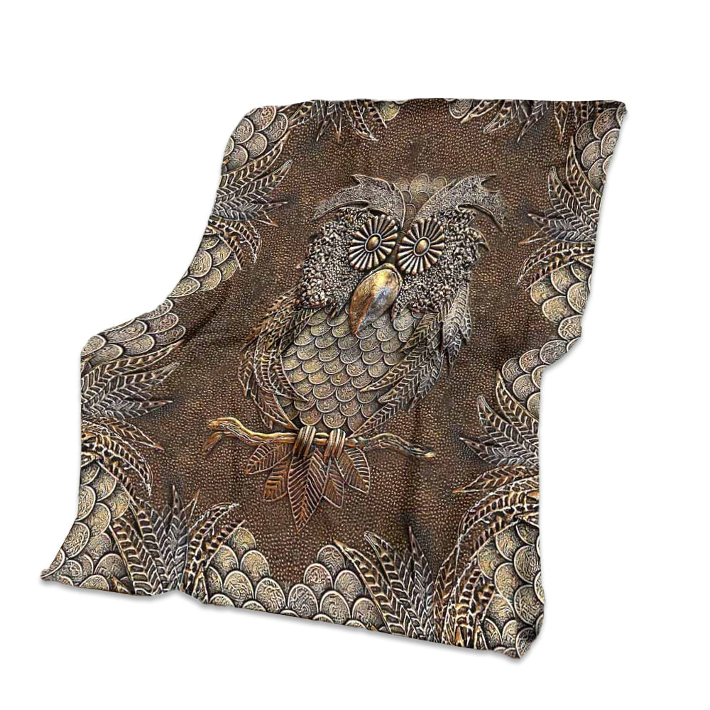 Owl Metal Pattern 50 x 60 Inch Flannel Blanket For Cozy Bedroom And Sofa Decor