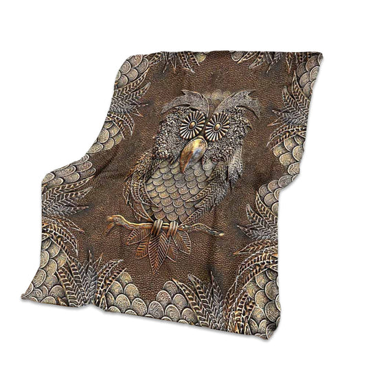 Owl Metal Pattern 50 x 60 Inch Flannel Blanket For Cozy Bedroom And Sofa Decor