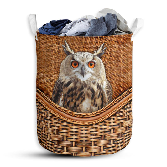 Owl Rattan Teaxture - Laundry Basket - Owls Matrix LTD