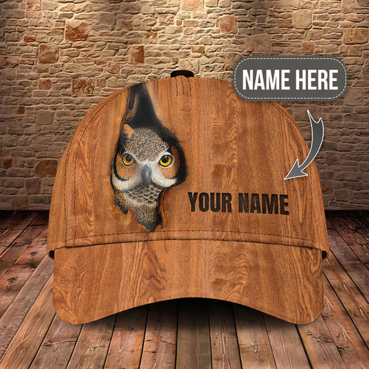 Cute Owl Wood Carving Personalized – Classic Cap