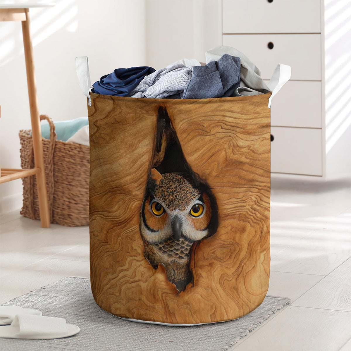 Owl wood style - Laundry basket - LAUB05LIN220222-Owls Matrix