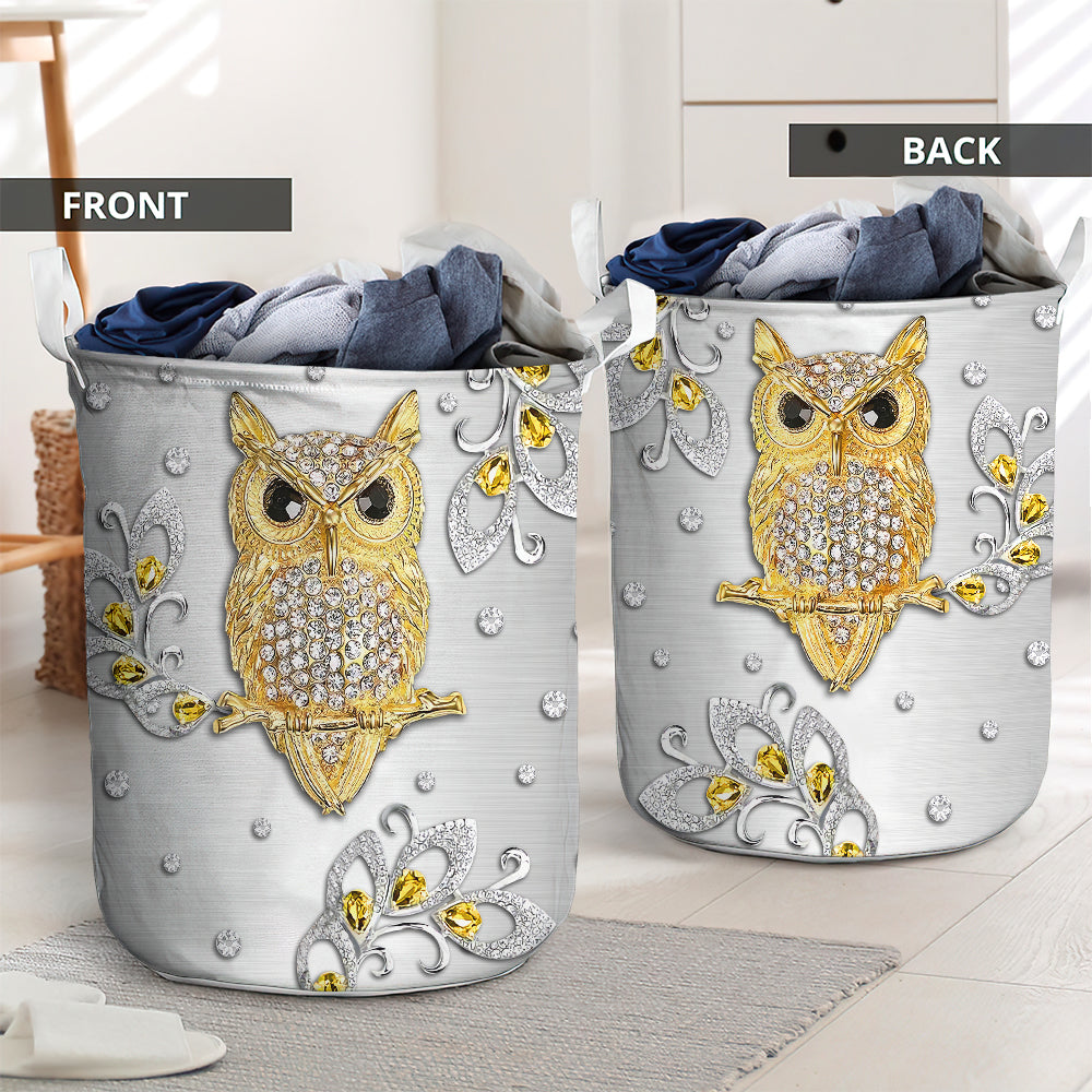 Cute yellow owl advice - Laundry basket - LAUB08TNH250222-Owls Matrix