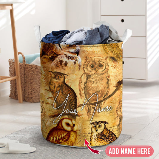 Owl vintage style personalized - Laundry basket - LAUB20TNH020322 - Owls Matrix LTD