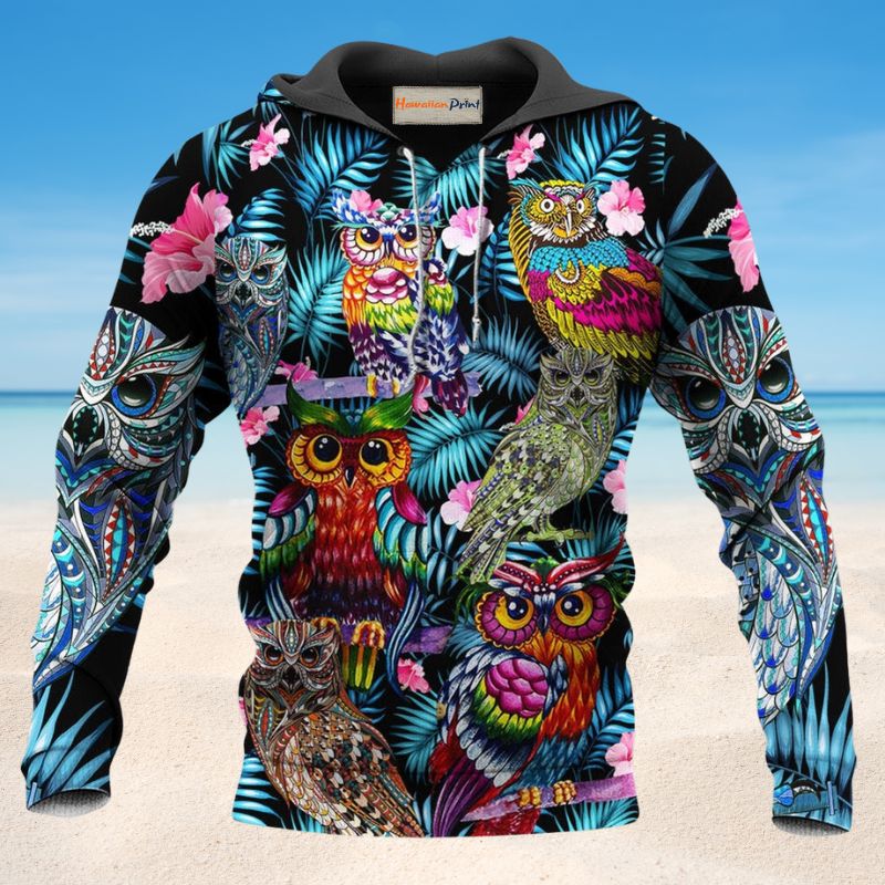 Owl With Beautiful Flowers - 3D Hoodie