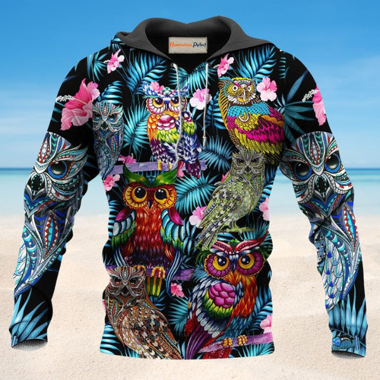 Owl With Beautiful Flowers - 3D Hoodie