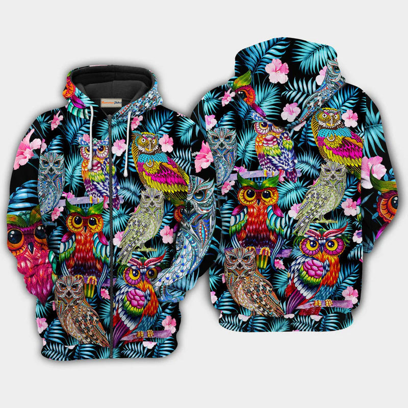 Owls And Flowers Art – 3D Hoodie