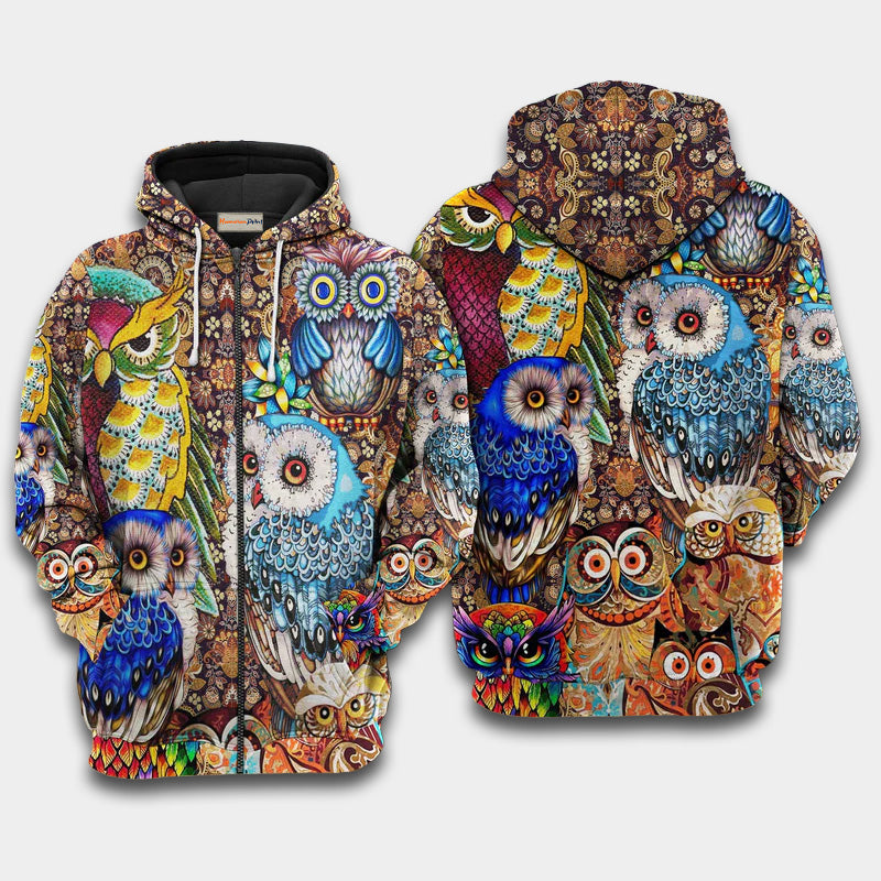 Owls Full Color Love Art – 3D Hoodie