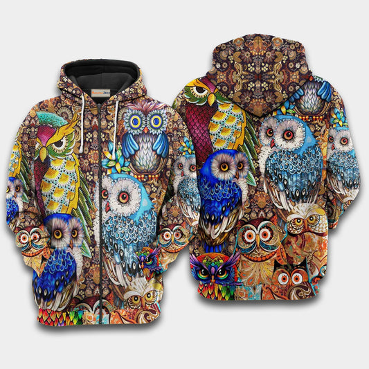 Owls Full Color Love Art – 3D Hoodie